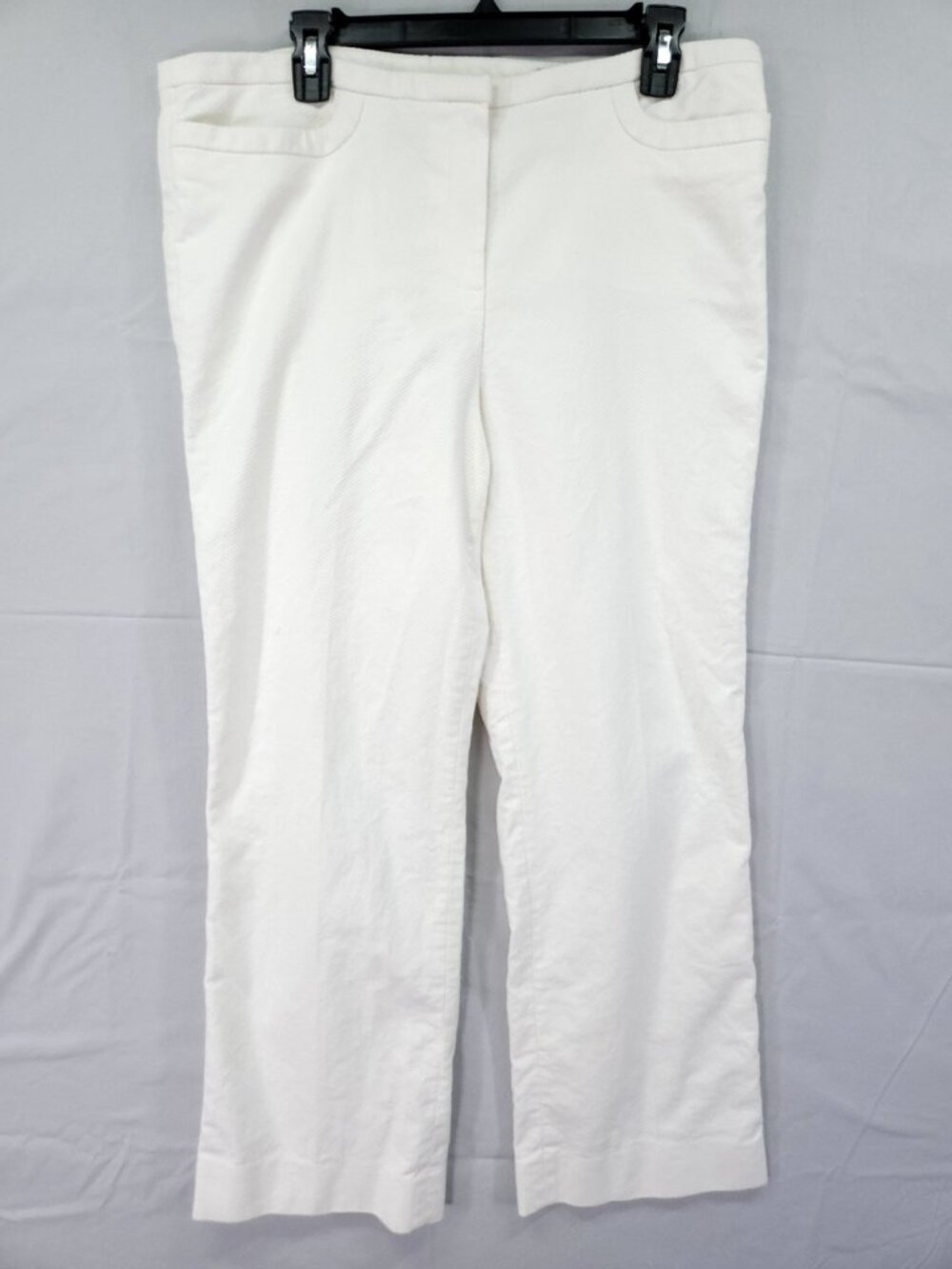 Rena Lange White Textured Crop Pants Size US 16 (36x27) Luxury Tailored Summer
